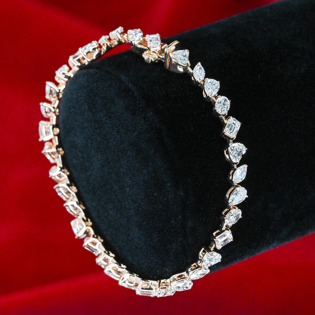Mixed-Shape Natural Diamond Tennis Bracelet